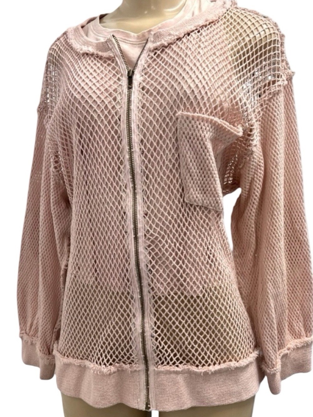 POL Sample Sale Cotton Mesh Zip Jacket Pink NWOT